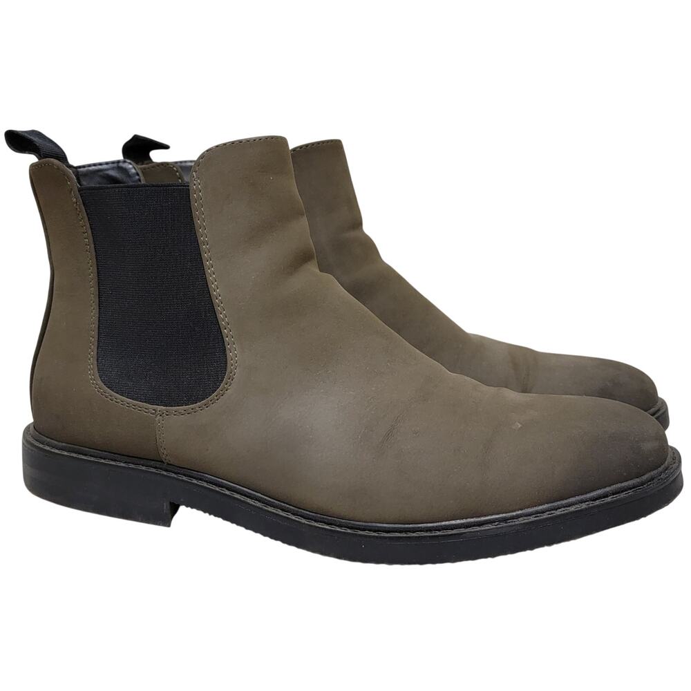 Unlisted Kenneth Cole Men Peyton Chelsea Boots Size US 11.5M Dark Olive Green